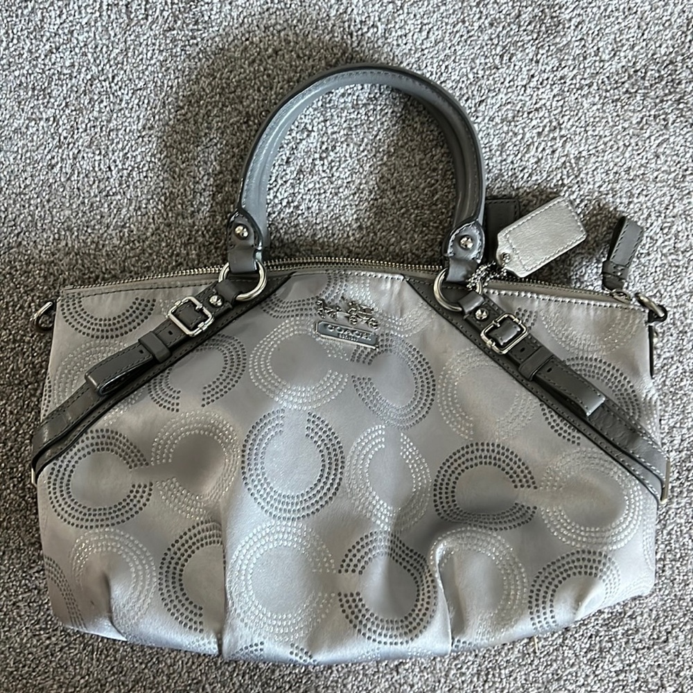 Coach gray/silver purse